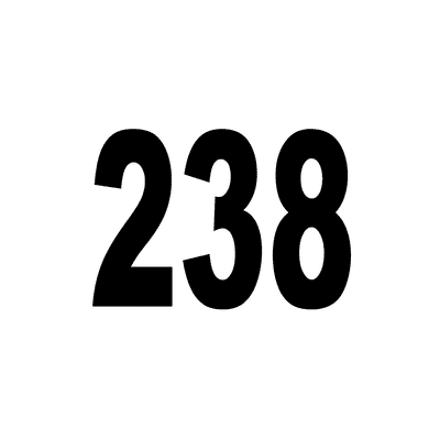 Number 238 White Black Stickers, Magnet | Wacky Print